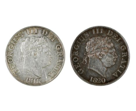 George III, Halfcrowns, 2nd type 1818, almost EF; 1820 almost EF (ticket £275) (2) 