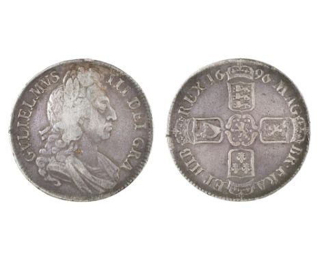 William III, Crown, 1696, Fine+ (with Cambridge Coins ticket £230) 