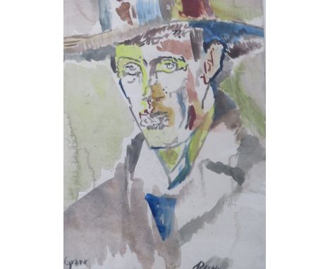 D. GRANT (XX). Impressionist portrait study of Adrian Stephens (see verso), signed lower left, watercolour, framed and glazed
