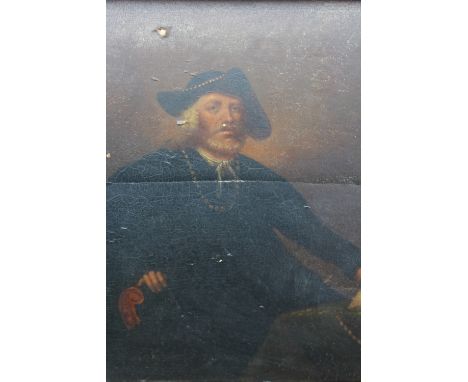 AFTER HENDRICK GERRITSZ (19TH CENTURY). Gentleman in black counting his money, oil on panel  gilt framed, 30.5 x 29 cm A/FCon