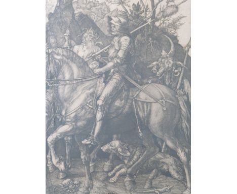 ALBRECHT DURER (1471-1528) The Knight, Death and the Devil, engraving, framed and glazed, 25.5 x 19.5 cm