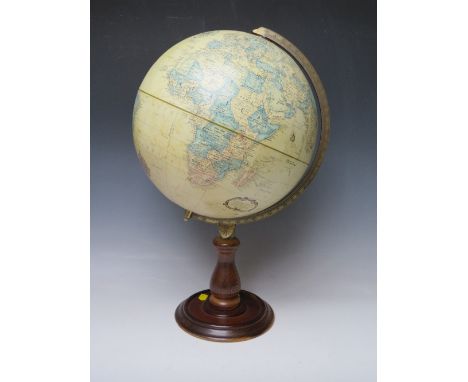 A CONTEMPORARY REPLOGLE 12" DIAMETER GLOBE, world classic series, on turned wooden stand, H 50 cm, A/FCondition Report:Peelin