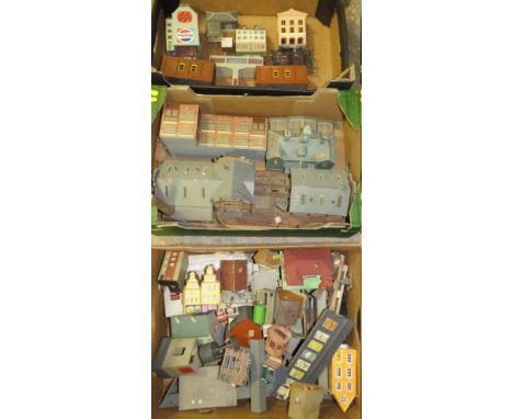 THREE BOXES OF ASSORTED MODEL RAILWAY BUILDINGS IN VARIOUS SCALE SIZES