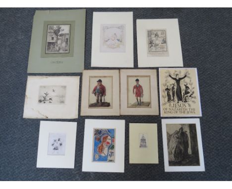 A FOLDER OF TWELVE ASSORTED MIXED MEDIA TO INCLUDE JOAN MIRO (1893-1983), various examples to include woodcuts, engravings et
