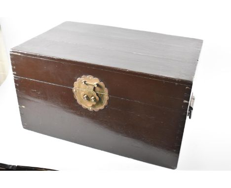 A Chinese Trunk with Iron Carrying Handles and Brass Lock Clasp, 60cm wide 