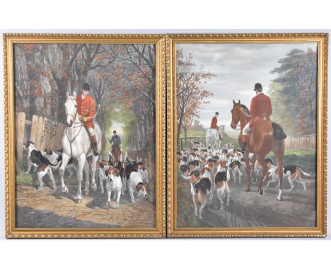 A Pair of Gilt Framed Hunting Prints After E Douglas, "Morning , Going to the Cover" and "Evening, Returning to the Kennels",