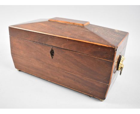 A Mid 19th Century Rosewood Sarcophagus Shaped Tea Caddy with Hinged Lid to Fitted Interior having Two Rosewood Removable Tea