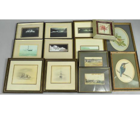 A Collection of Various Pictures and Prints to include Two Sketches of Ships, Postcards Etc 