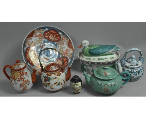 A Collection of Various Chinese and Japanese Ceramics to Comprise Chinese Porcelain Teapot Decorated in the Famille Rose Pale