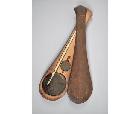 A Set of Wooden Cased Far Eastern Pan Scales with Bone Rod, 27cms Long 