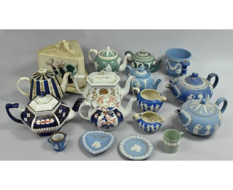 A Collection of Various Jasperware Teapots and Teawares to include Examples by Wedgwood (Condition Issues) together with Imar