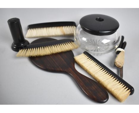 A Collection of Vintage Ebonised Dressing Table Items 