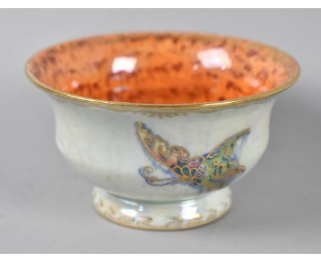 A Wedgwood Fairyland Lustre Flared Circular Bowl, Interior with Butterfly on Mottled Orange Ground and Exterior with Colourfu