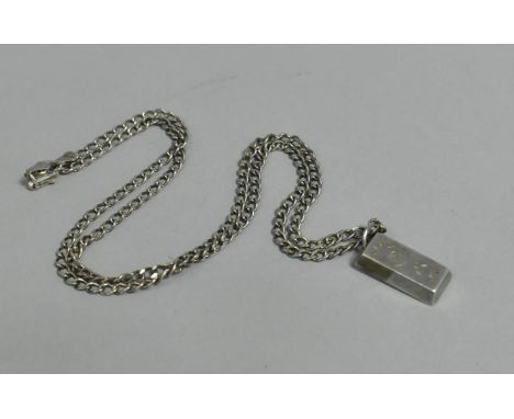A Small Silver Ingot Pendant with Pentagon for Love, Life and Health on Silver Chain