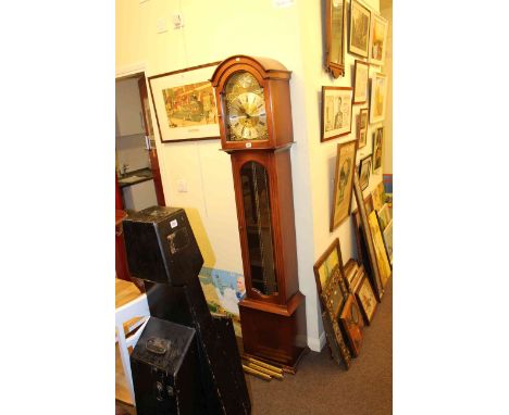 Modern mahogany cased triple weight longcase clock