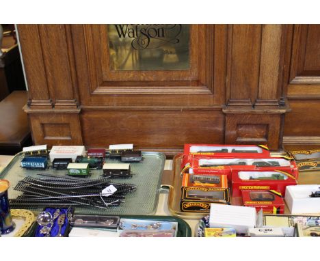 Two trays with mostly Hornby Dublo model railway