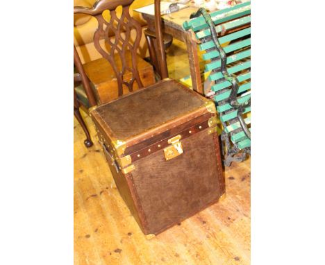 Little used leather and brass bound trunk