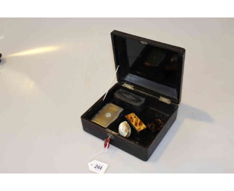 Lacquered box and five snuff and other boxes