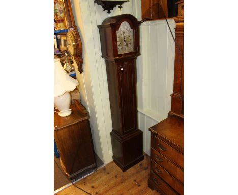 1930's mahogany cased grandmother clock having silvered dial