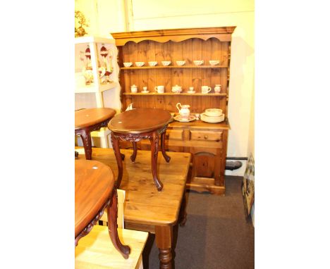 Pine shelf back dresser and farmhouse style dining table