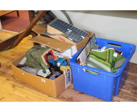 Three boxes of model railway