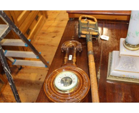 Braddell, Belfast Victorian bamboo shooting stick and walnut barometer