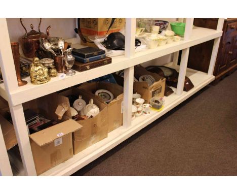 Victorian wall clock, mantel clock, Royal Albert Old Country Roses teaware, china, glass, CD's, two mirrors, etc