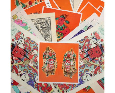 A collection of Chinese woodblock prints20th centuryComprising twenty-five Chinese New Year pictures, depicting various subje