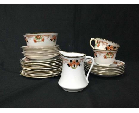 ROYAL ALBERT PART TEA SERVICE comprising eleven trios, sugar bowl, milk jug and an extra saucer