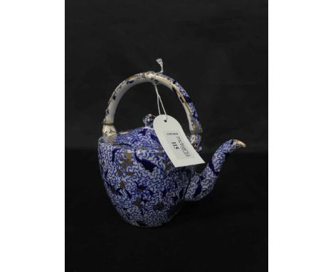 19TH CENTURY DAVENPORT BLUE AND WHITE TEAPOT along with a Losol Ware bowl, two Coalport dessert comports, plates, etc (8)