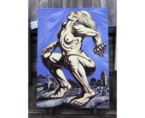 AFTER PETER HOWSON, DEATH OF MADONNA canvas print, certificate of authenticity included verso 60cm x 42cm, unframed