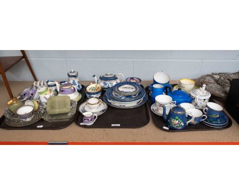 Various Ceramic Teawares, including 1930s batwing decorated Bisto tete-a-tete, Burleighware trio, Booths Real Old Willow Ware