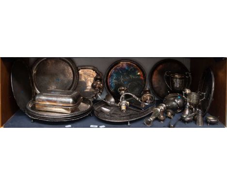A Collection of Assorted Silver Plate, including various salvers, some engraved with the badge or inscriptions relating to th