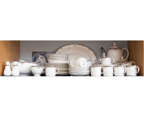 A Wedgwood Dinner and Teawares, Osborne pattern, including coffee pot, teapot, six coffee cans and saucers, six teacups and s
