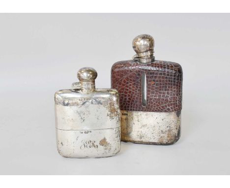 A George V Silver-Mounted and Faux Crocodile Spirit-Flask, by James Dixon and Sons, Sheffield, 1912, the lower body with deta