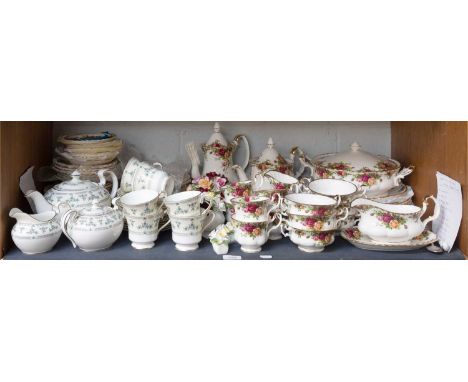 Royal Albert 'Old Country Roses' Dinner and Tea Wares, including teapot, coffee pot, 6 large dinner plates, 6 cups and saucer