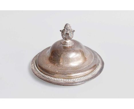 A George III Silver Cover, Marked with Lion Passant Only, Circa 1770, tapering and with beaded border a fruiting finial, 15.2
