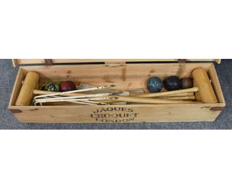 A Pine Cased Jaques Croquet Set