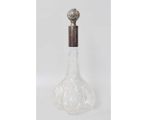 An Edward VII Silver-Mounted Cut-Glass Decanter with a Victorian Silver Stopper, The Decanter Mount by Army and Navy Cooperat