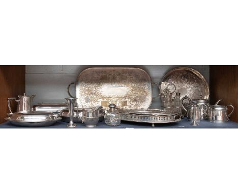 A Collection of Assorted Silver and Silver Plate, the silver including a silver-mounted glass scent bottle; a decanter label 