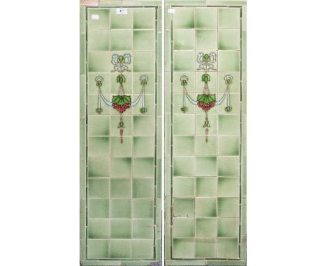 Two Early 20th Century Art Nouveau Tile Panels, 29cm by 100cm
