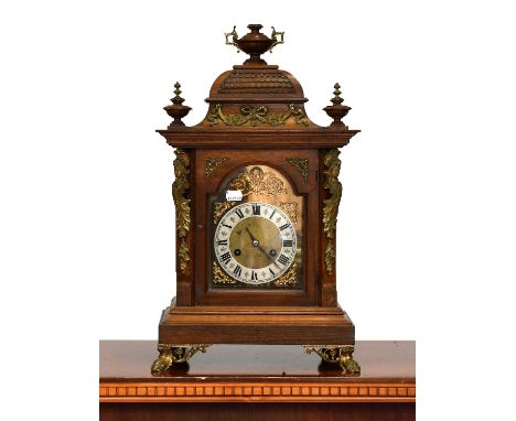 A German Quarter Striking Junghans Table Clock, circa 1900, 54cm high