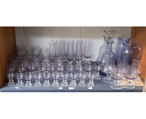 A Suite of Murano Drinking Glasses and items with purple hue (qty)