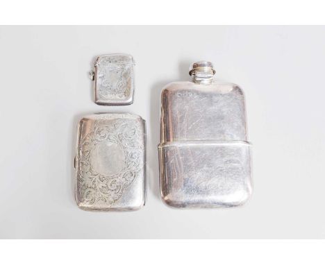 A Victorian Silver Spirit-Flask, by Samson Mordan, London, 1888, curved oblong, the base with pull-off cup, with bayonet-moun