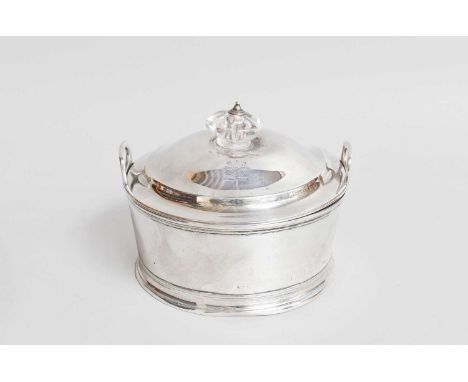 A George III Silver Butter-Dish, by Rebecca Emes and Edward Barnard, London, 1812, tapering and with angular loop handles, th