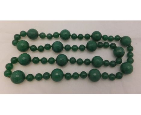 A simulated jade dyed quartz necklace