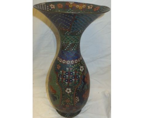 A Chinese cloisonné vase with ovoid body decorated with flowers and trumpet shaped neck  CONDITION REPORTS 37.5 cm high
Overa