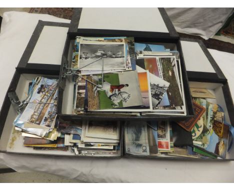 A large collection of 20th Century Japanese postcards, various chopstick rests and Japanese costume pieces