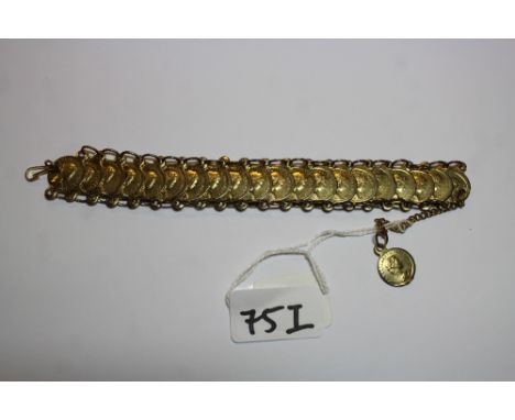 Vintage gilt metal 'coin' bracelet