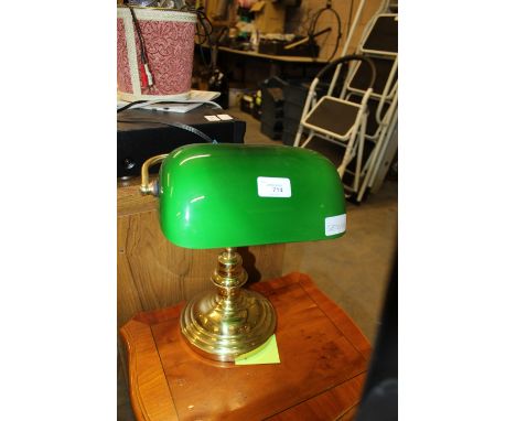 Green shade reading lamp with part nest of tables